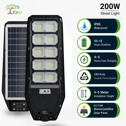 200 Watt Hexagon Solar Street Light (White Light)