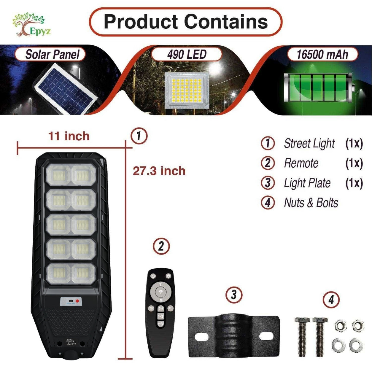 200 Watt Hexagon Solar Street Light (White Light)