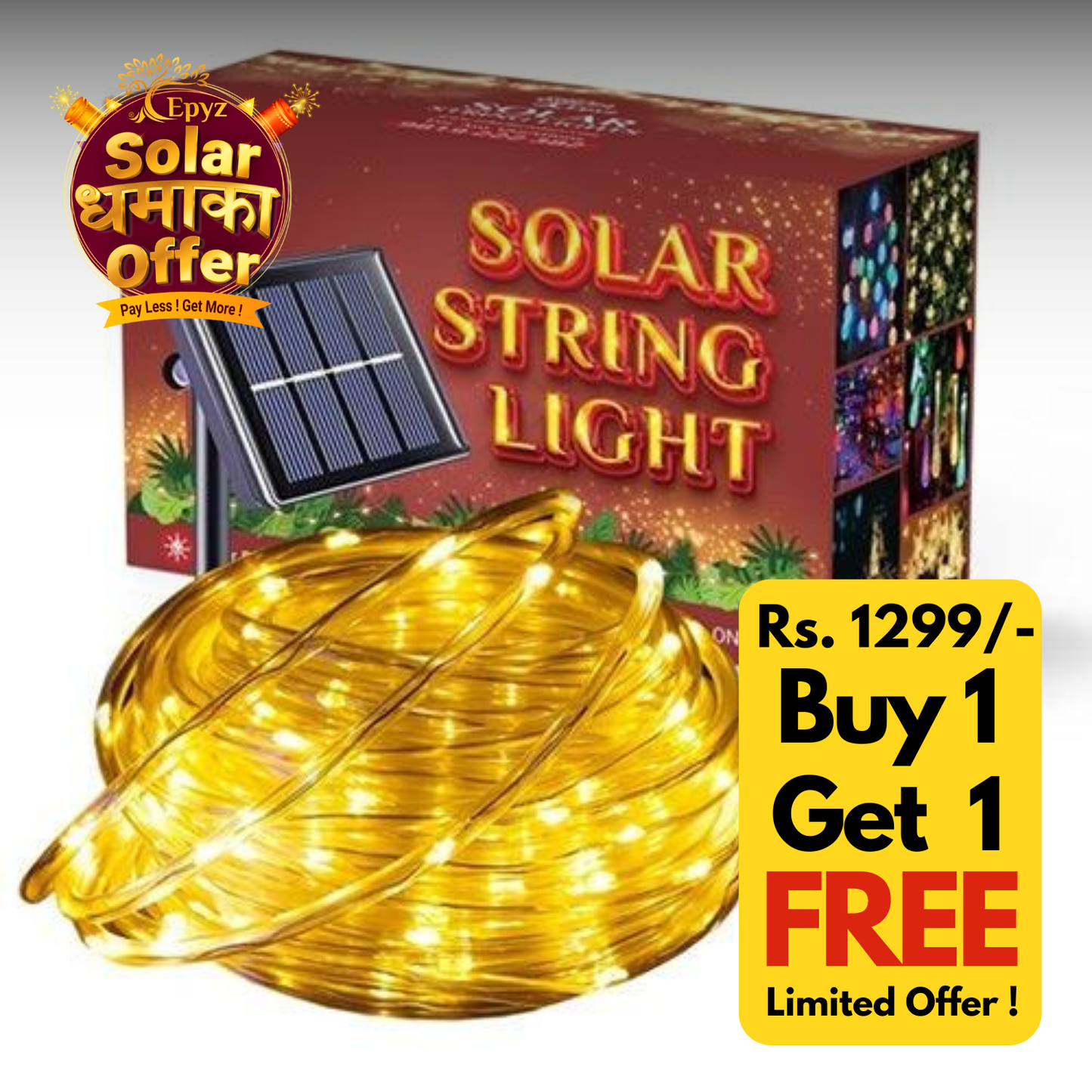 Solar Decorative Tree 50 LED Warm Lights - Epyz( Buy 1 Get 1 Free ! )