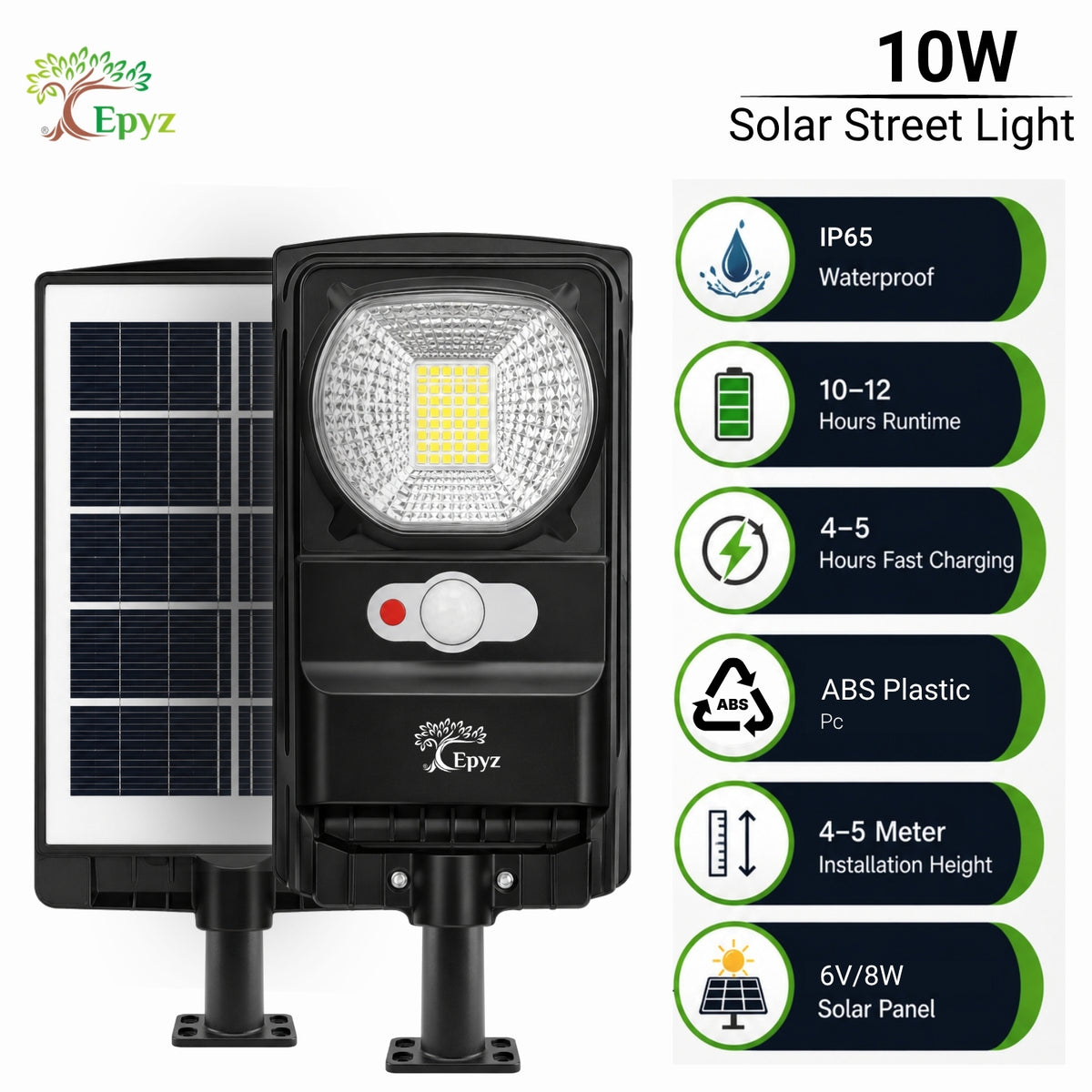 10 Watt Solar Street Light (Buy 1 Get 1 Free)