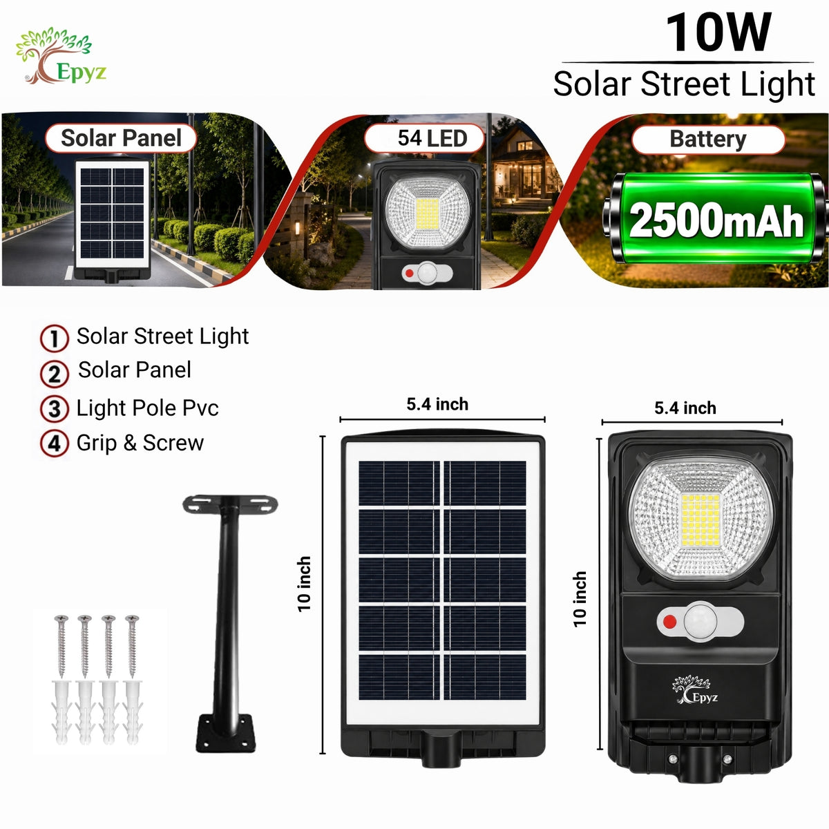 10 Watt Solar Street Light (Buy 1 Get 1 Free)