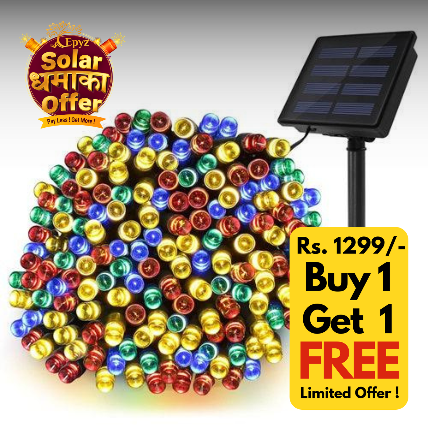 Solar Room Decor Lights 100 Led Multicolor - Epyz( Buy 1 Get 1 Free ! )