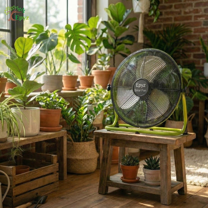SOLAR POWERED PORTABLE  & RECHARGEABLE FAN - 14 INCH ALUMINIUM BODY (TABLE FAN )