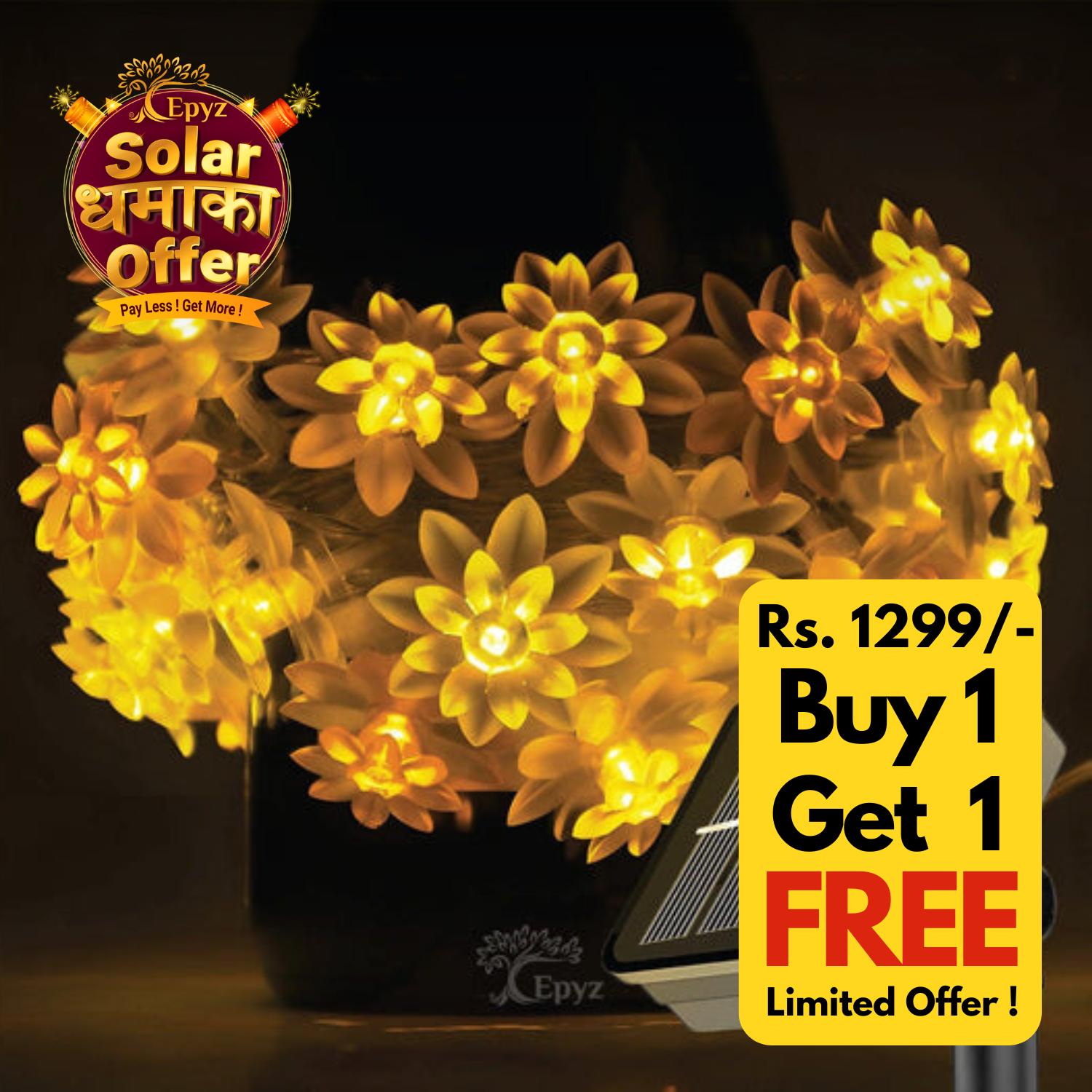Lotus Light String Solar Lotus Flower String Lights For Garden