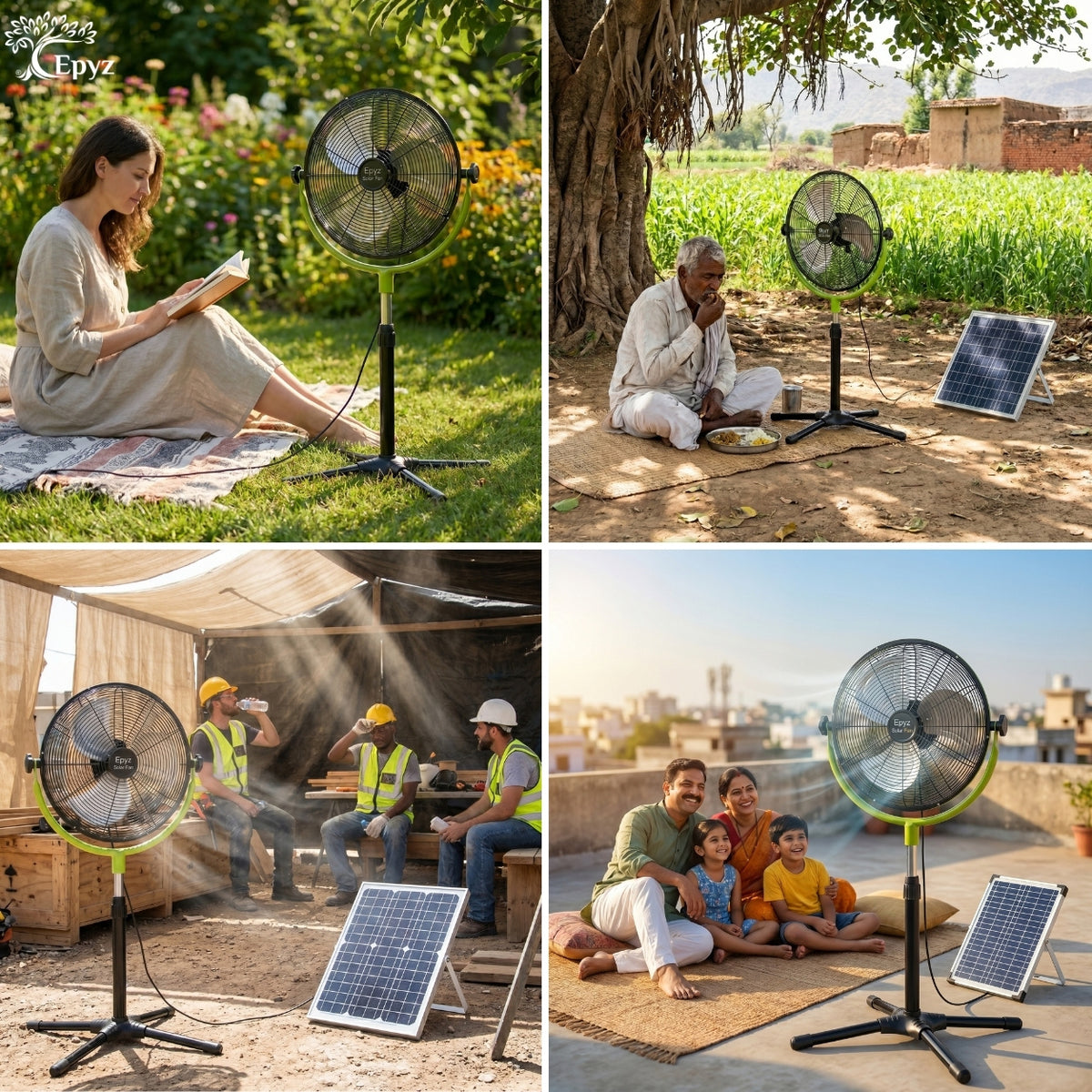 SOLAR POWERED PORTABLE  & RECHARGEABLE FAN - 14 INCH ALUMINIUM BODY (PEDESTAL FAN)
