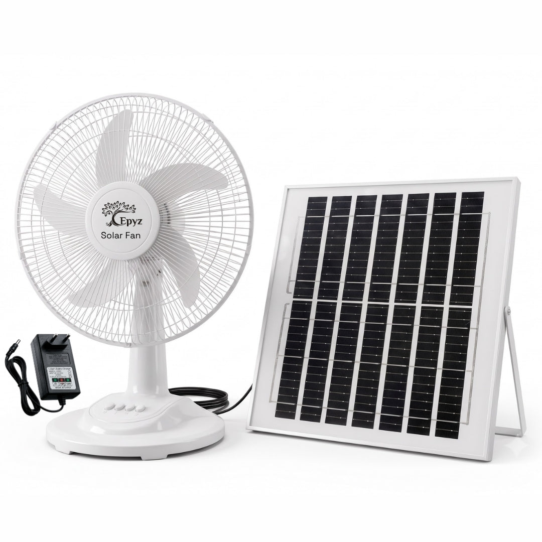 SOLAR PORTABLE ADJUSTABLE TABLE FAN WITH 3 GEAR - FS138