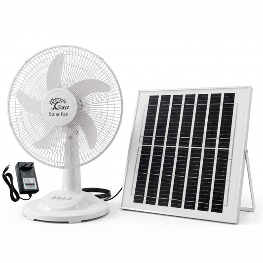 SOLAR PORTABLE ADJUSTABLE TABLE FAN WITH 3 GEAR - FS138