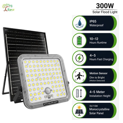 300 WATT SOLAR FLOOD LIGHT WITH MOTION SENSOR (82 LED)