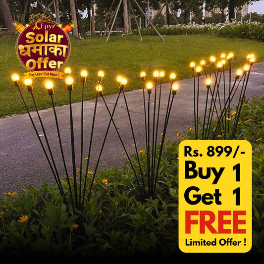 6 LED Solar Firefly Yellow Lights (Buy 1 Get 1 Free)