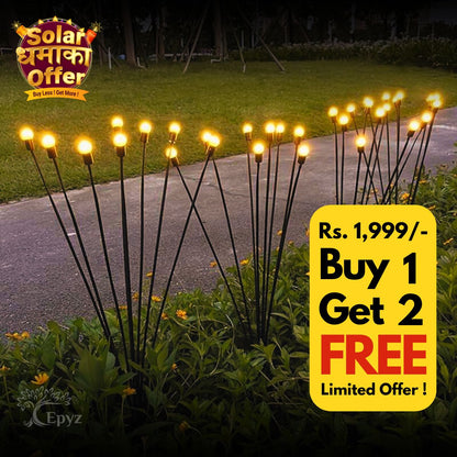 6 LED Solar Firefly Yellow Lights (Buy 1 Get 2 Free)