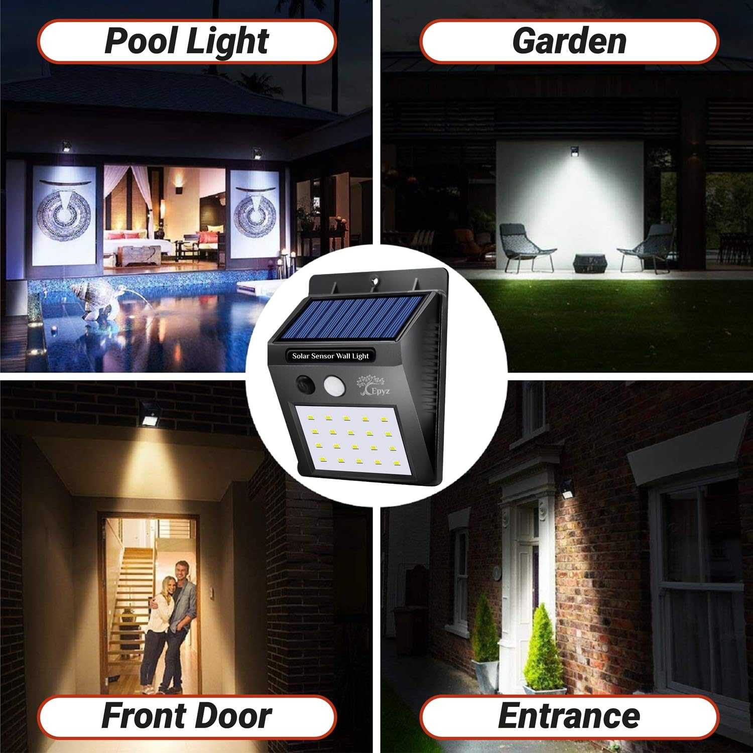 SOLAR MOTION SENSOR WALL LIGHT 20 LED