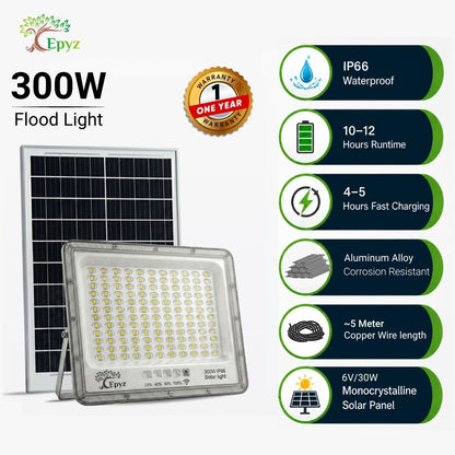 300 WATT SOLAR FLOOD LIGHT WITH ALUMINIUM BODY