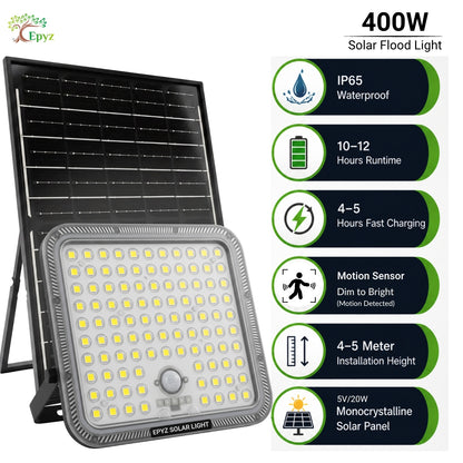 400 WATT SOLAR FLOOD LIGHT WITH MOTION SENSOR (101 LED)