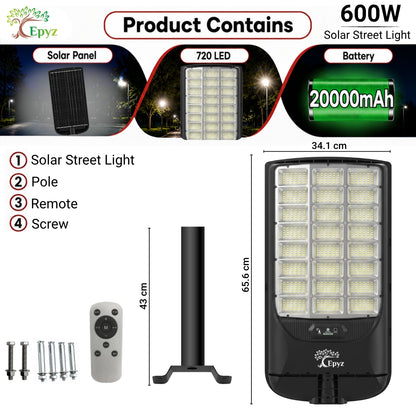 600 WATT SOLAR STREET LIGHT WITH (720 LEDS)