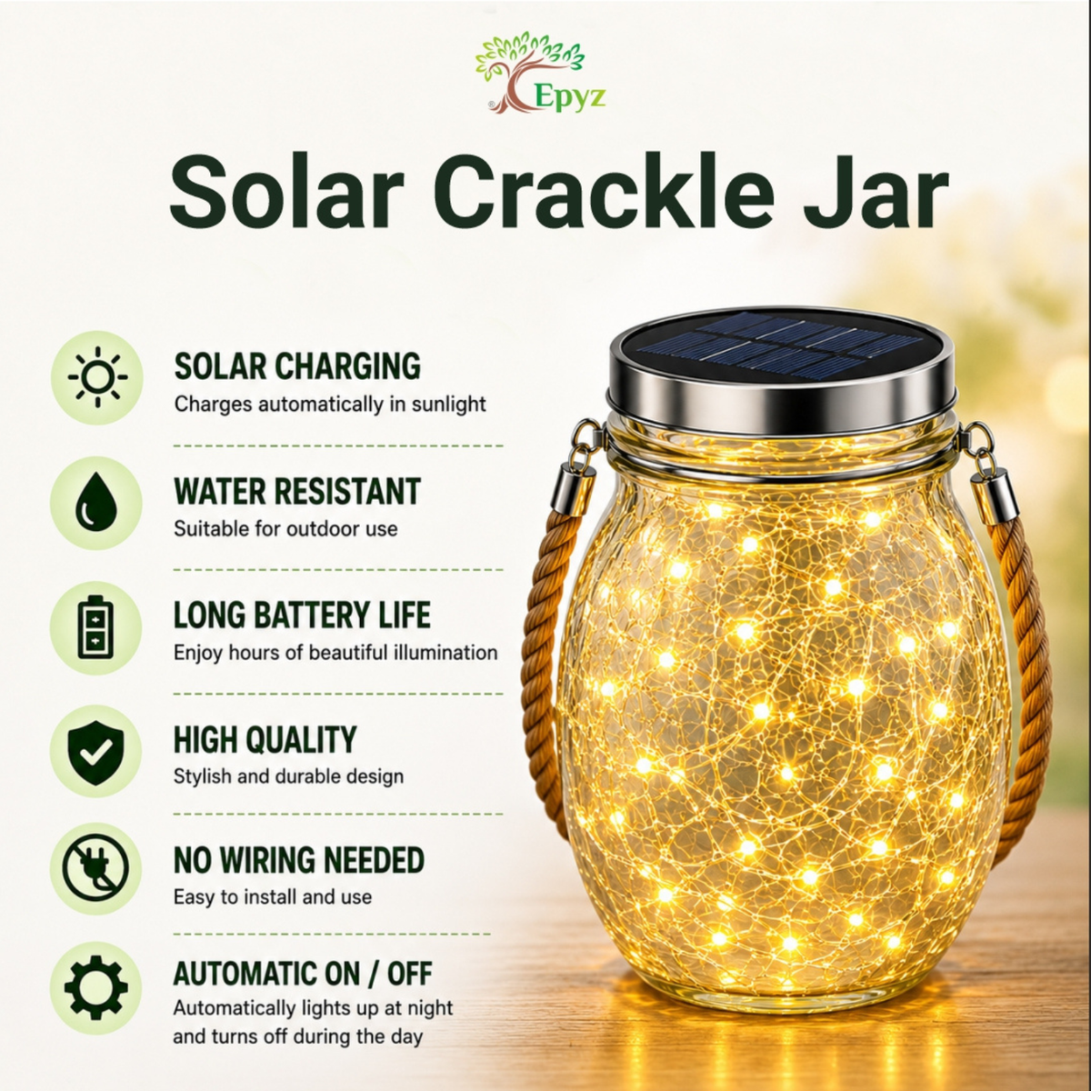 Solar Hanging 20 LED Glass Jar Warm Light (Buy 1 Get 1 Free)