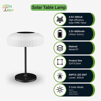 SOLAR LED TABLE LAMP TOUCH AND GESTURE CONTROL & 3 MODES