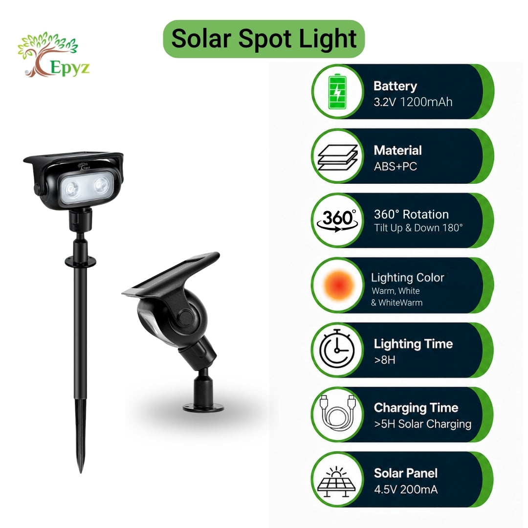 SOLAR SPOT LIGHT FOR PATHWAY & GARDEN (WARM & WHITE COLOUR)