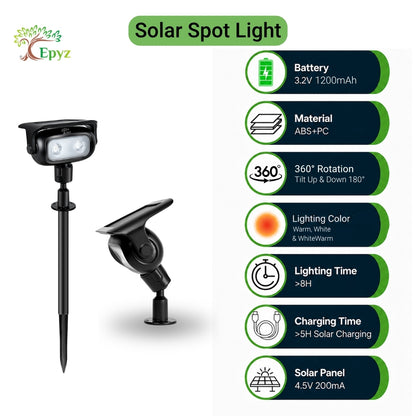 SOLAR SPOT LIGHT FOR PATHWAY & GARDEN (WARM & WHITE COLOUR)