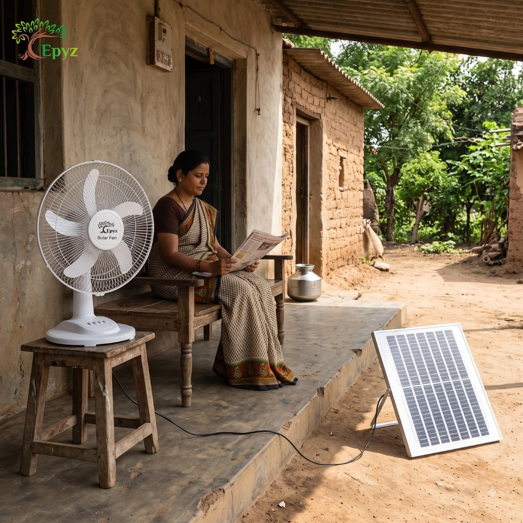 SOLAR PORTABLE ADJUSTABLE TABLE FAN WITH 3 GEAR - FS138