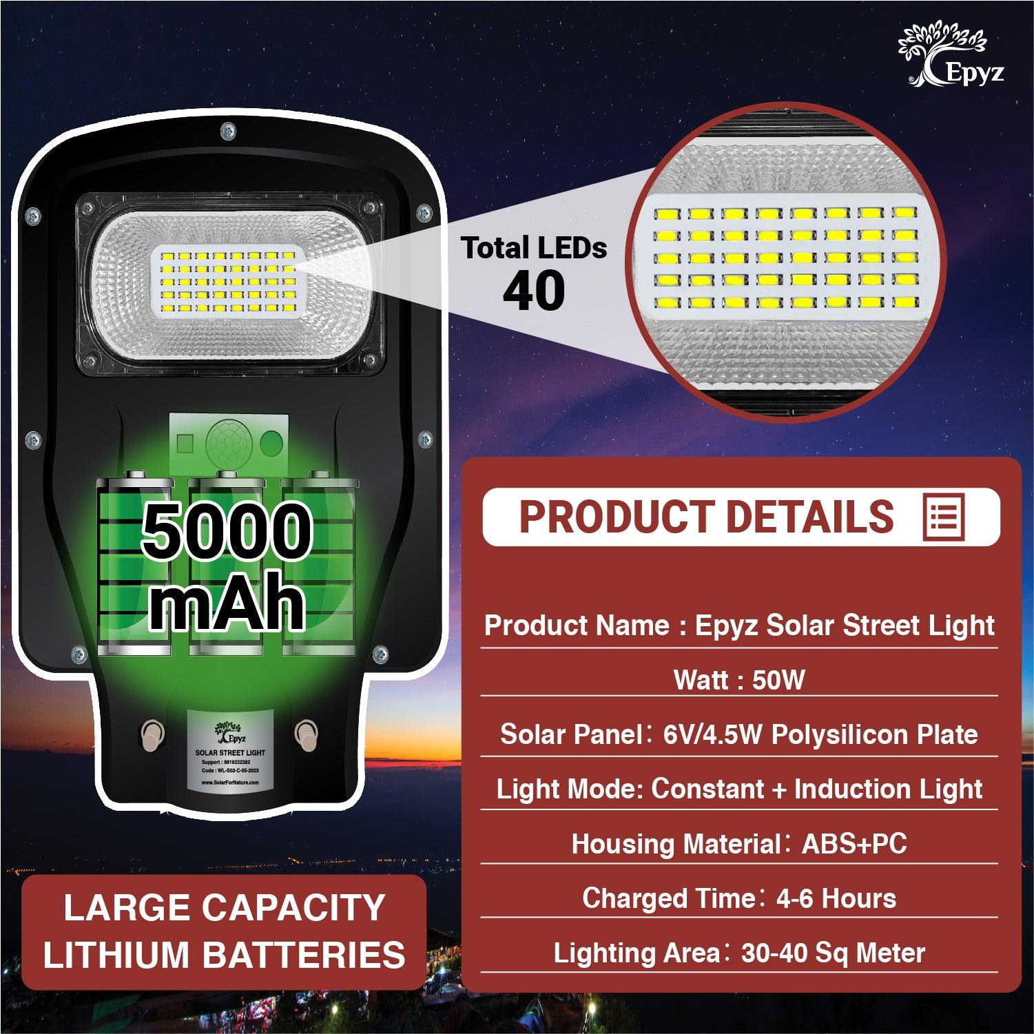 50 Watt Solar Street Light | Solar Street Light Without Pole