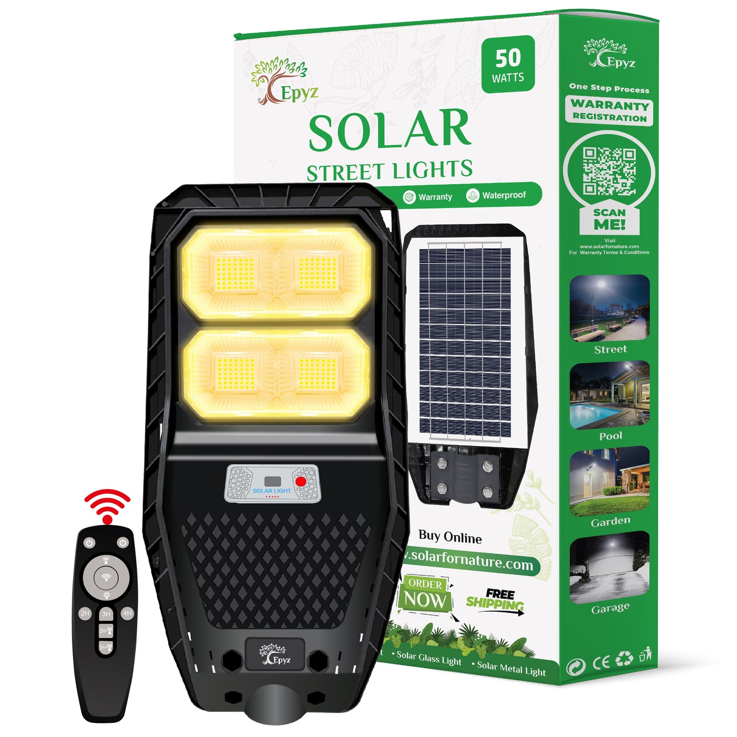 50 Watt Hexagon Solar Street Warm Light for Garden (Warm Light)