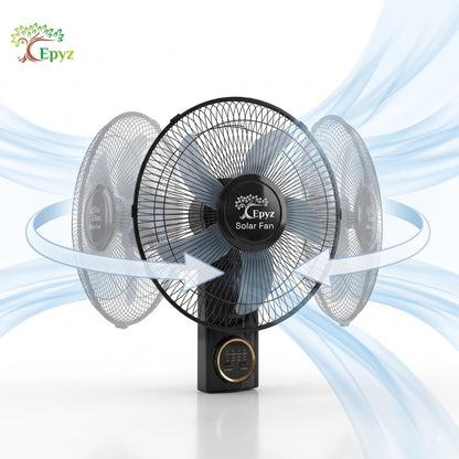 SOLAR PORTABLE & ADJUSTABLE BLACK WALL FAN - FS298