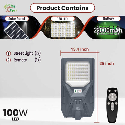 100W SOLAR STREET LIGHT WITH MOTION SENSOR