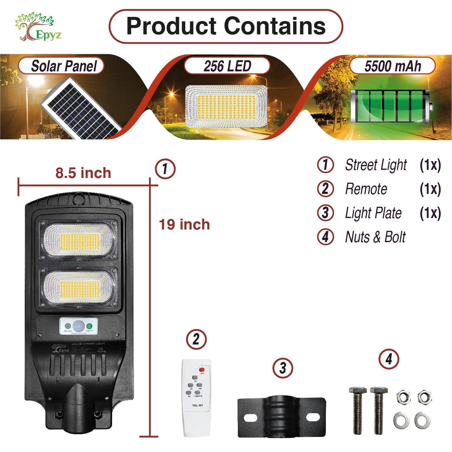 60 Watt Solar Street Lights for Garden ( Warm Light )