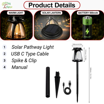 SOLAR STAKE LIGHT WARM YELLOW FOR GARDEN PATHWAY