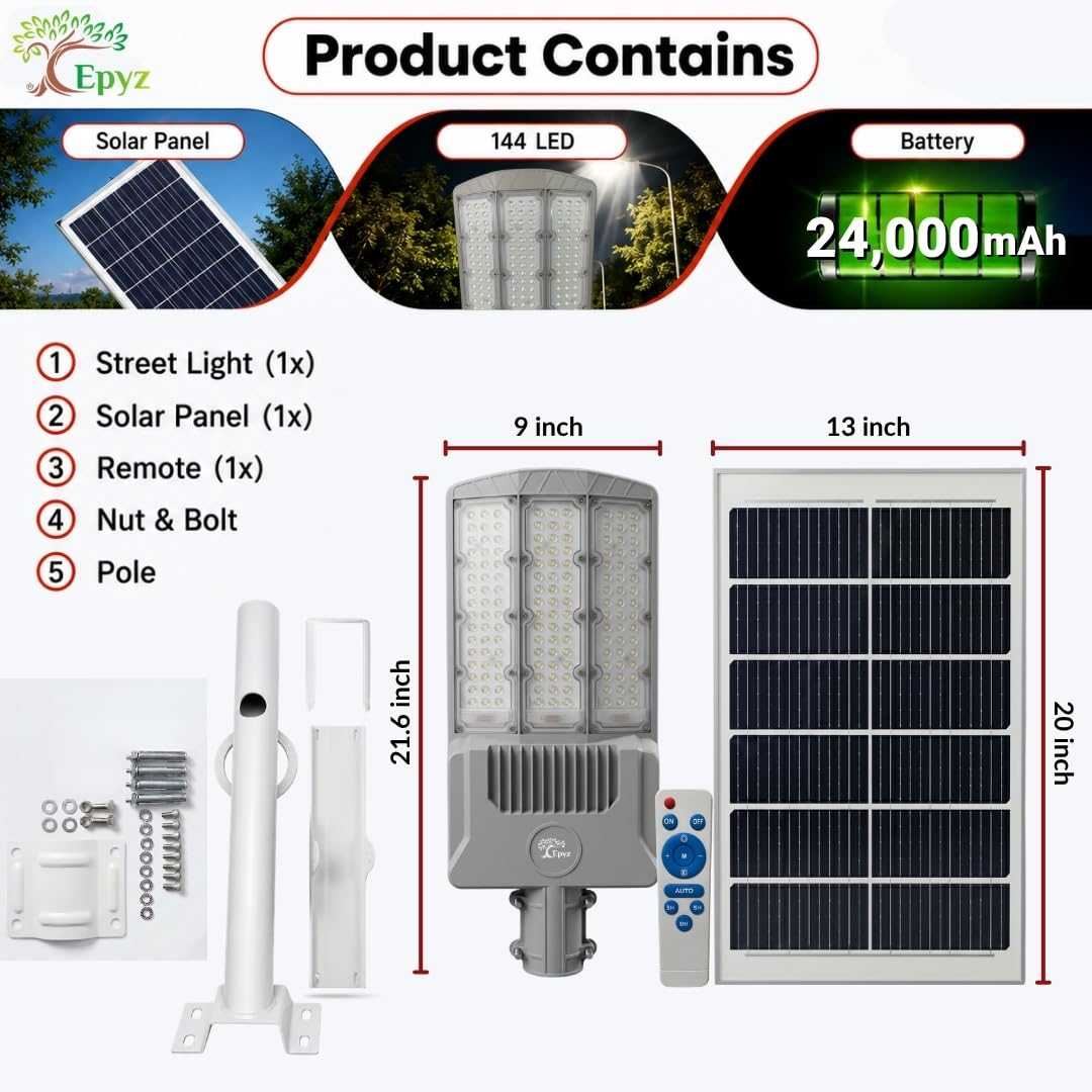 300 WATT SEMI-INTEGRATED SOLAR STREET LIGHT WITH ALUMINIUM BODY ( 144 LED )