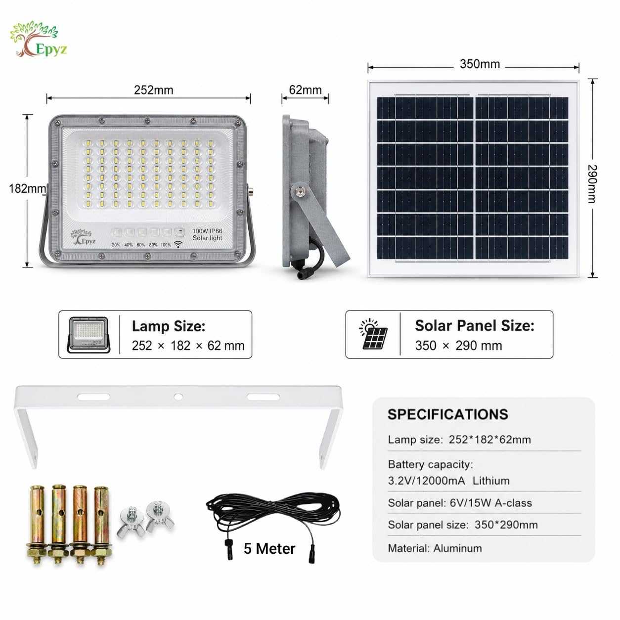 100WATT SOLAR FLOOD LIGHT WITH ALUMINIUM BODY