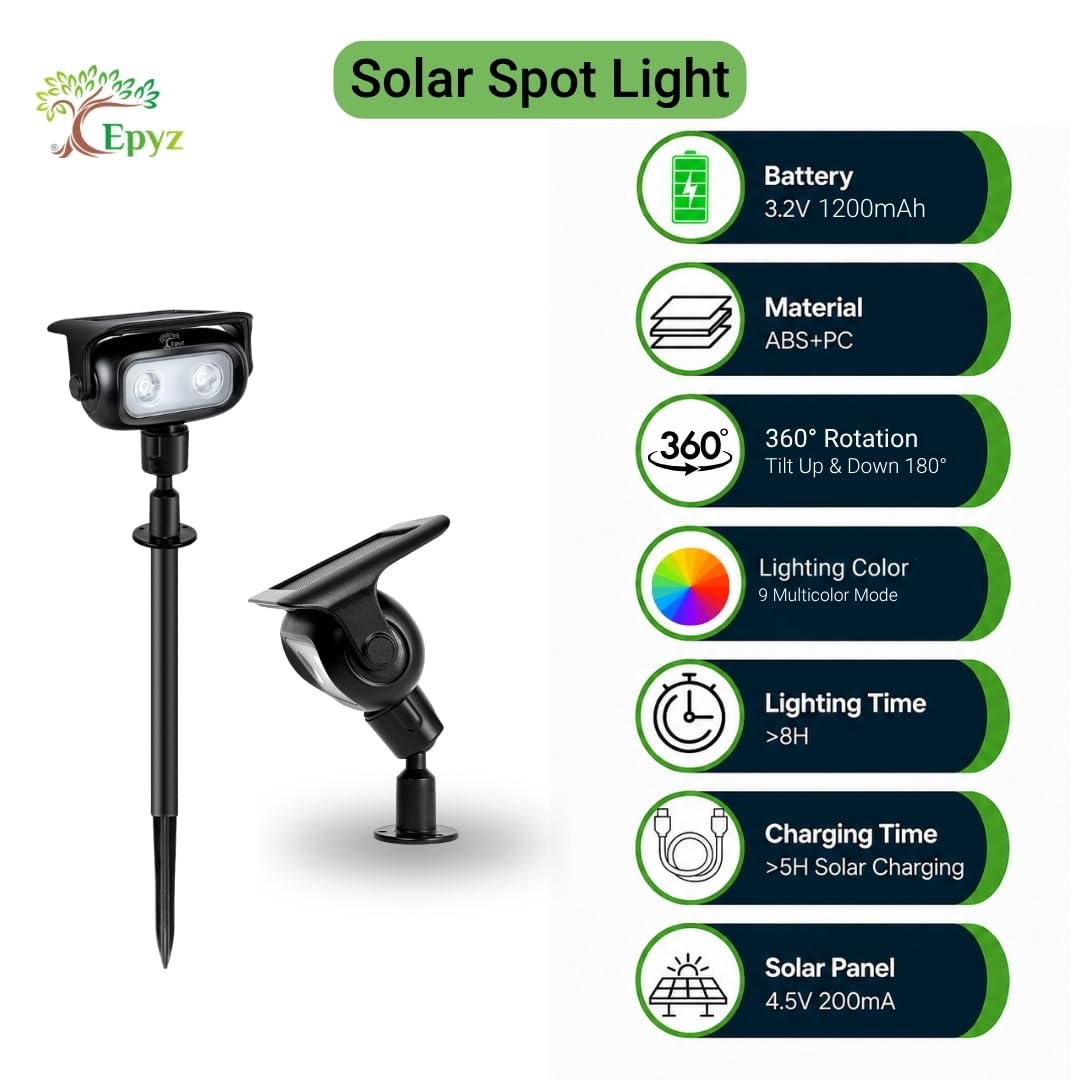 SOLAR SPOT LIGHT MULTICOLOR FOR PATHWAY & GARDEN