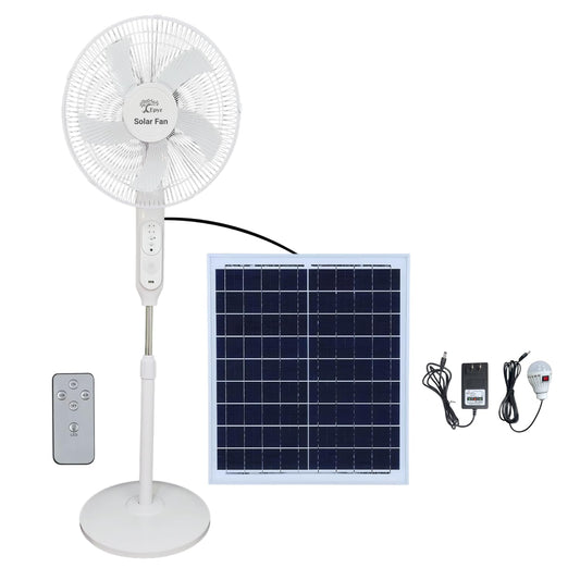 Solar Rechargeable Pedestal 16 Inch Fan with Torch Light