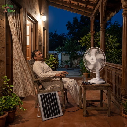 SOLAR PORTABLE ADJUSTABLE TABLE FAN WITH 3 GEAR - FS138