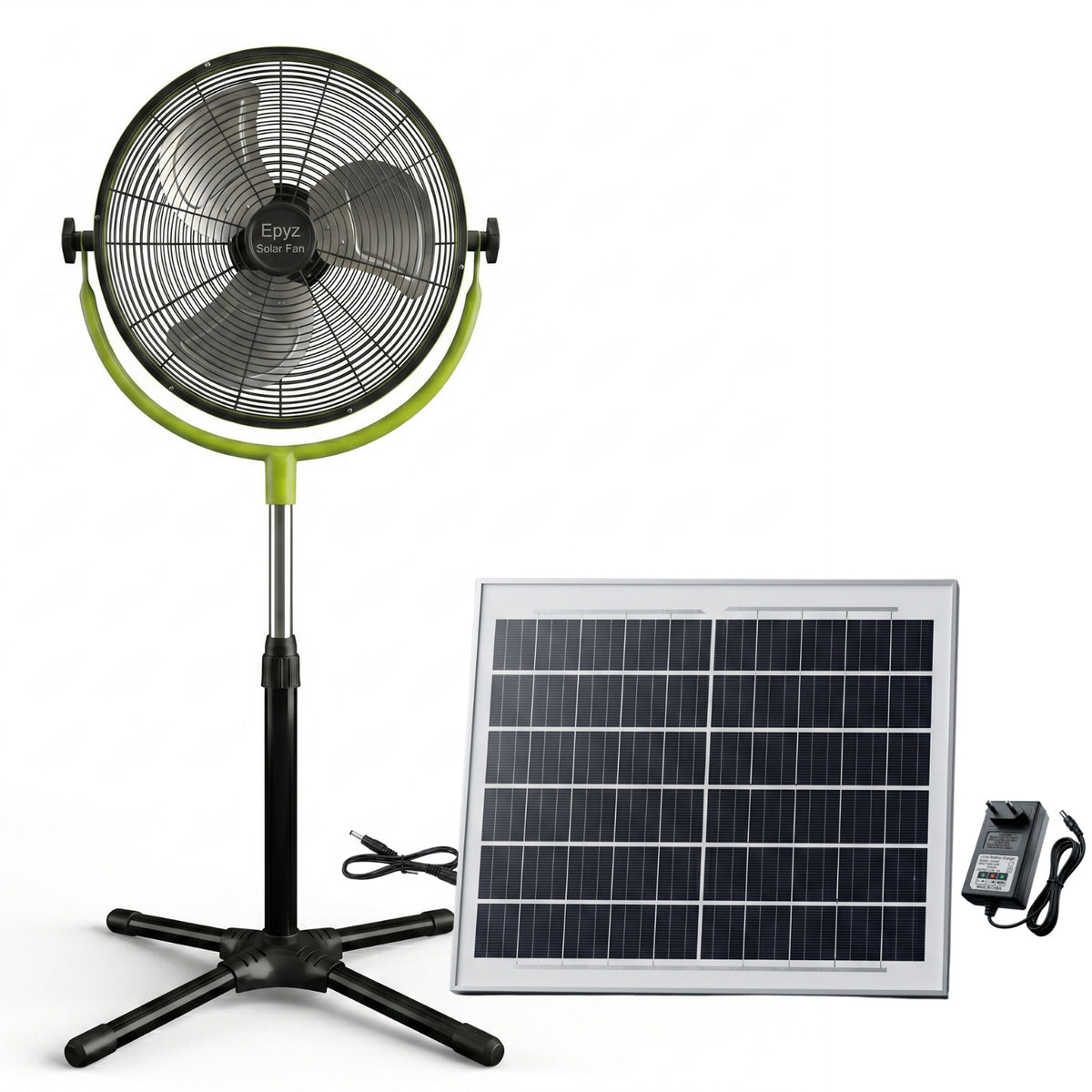 SOLAR POWERED PORTABLE  & RECHARGEABLE FAN - 14 INCH ALUMINIUM BODY (PEDESTAL FAN)