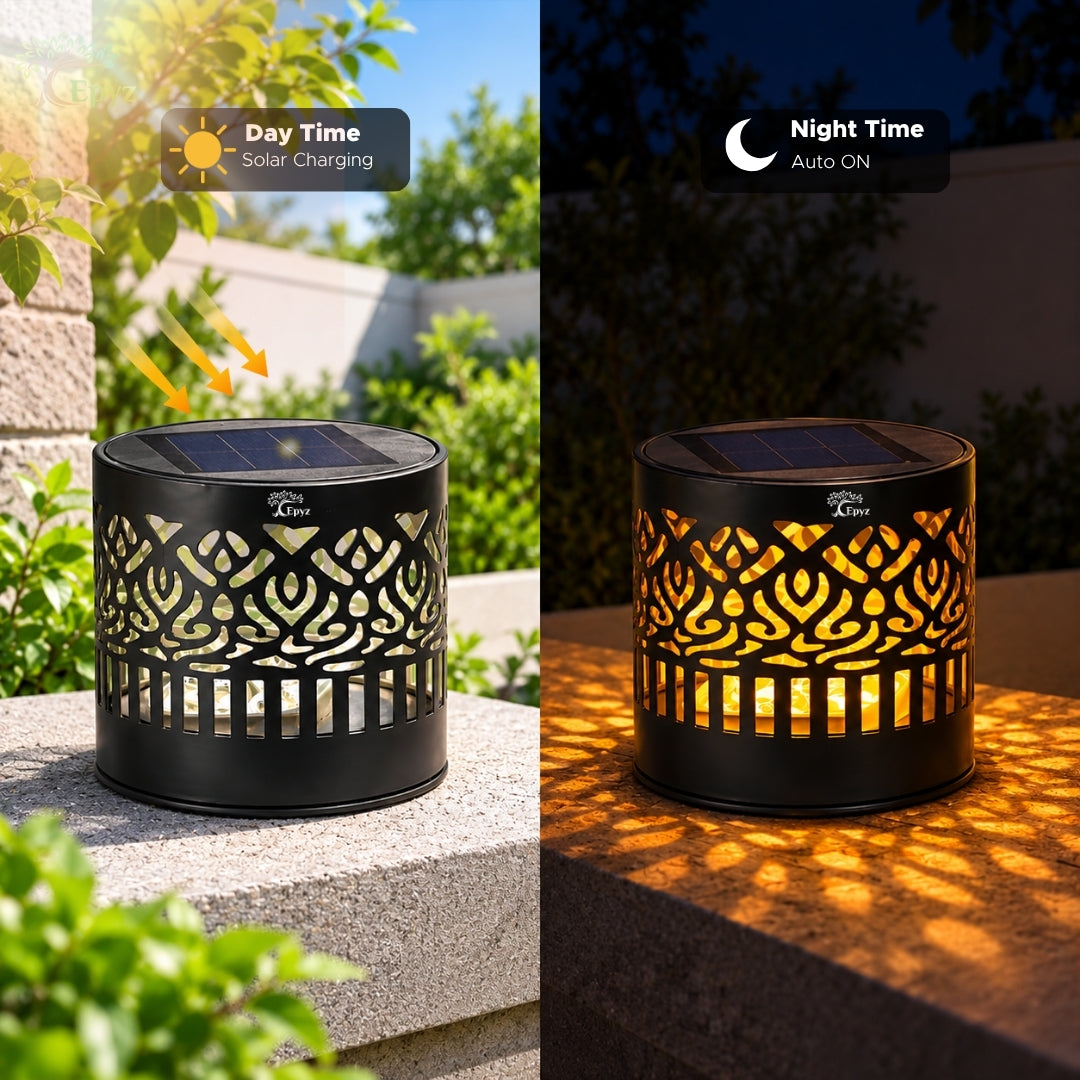 SOLAR MANDALA FENCE LIGHT OUTDOOR USE, WARM YELLOW