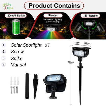 SOLAR SPOT LIGHT MULTICOLOR FOR PATHWAY & GARDEN