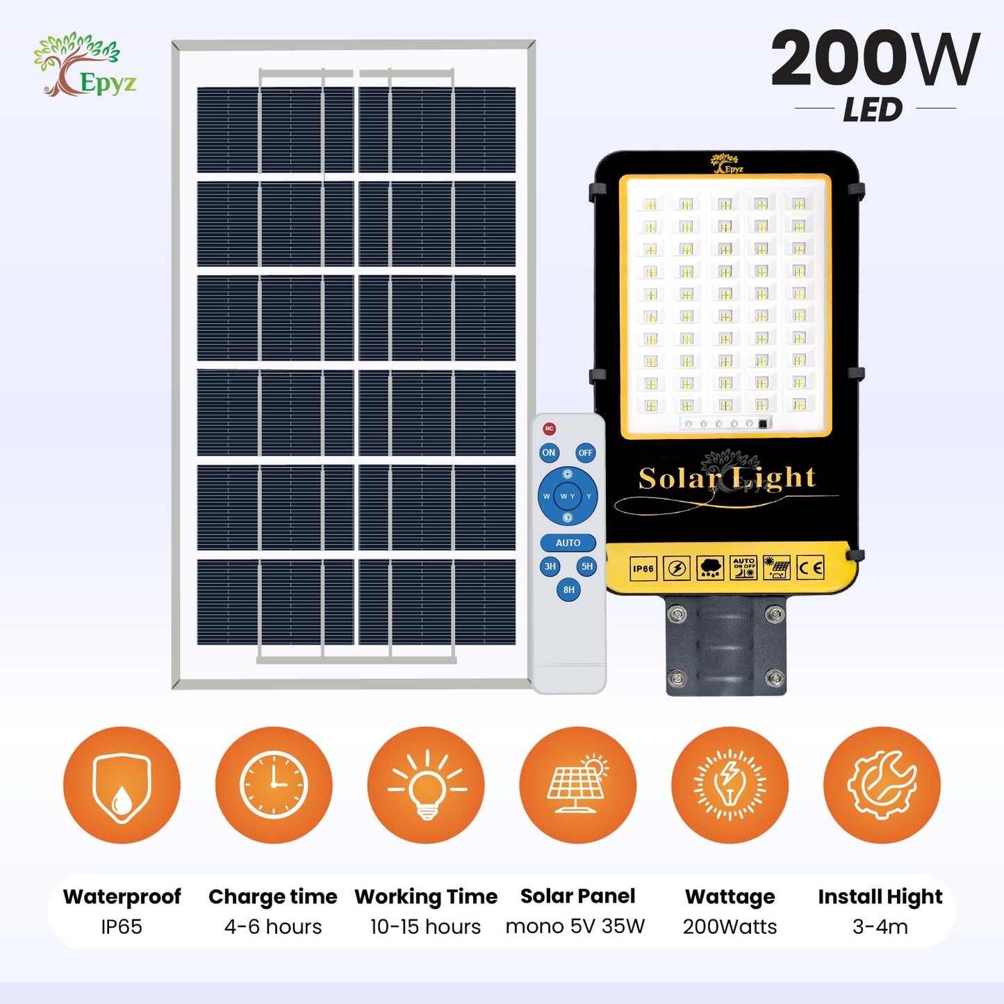 200 WATT SEMI-INTEGRATED SOLAR STREET LIGHT ALUMINIUM BODY