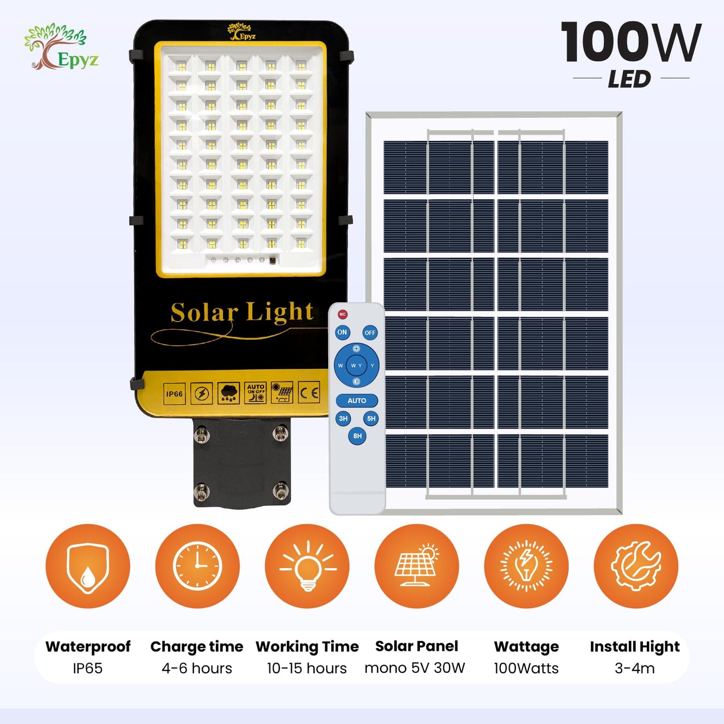 100 WATT SEMI-INTEGRATED SOLAR STREET LIGHT ALUMINIUM BODY