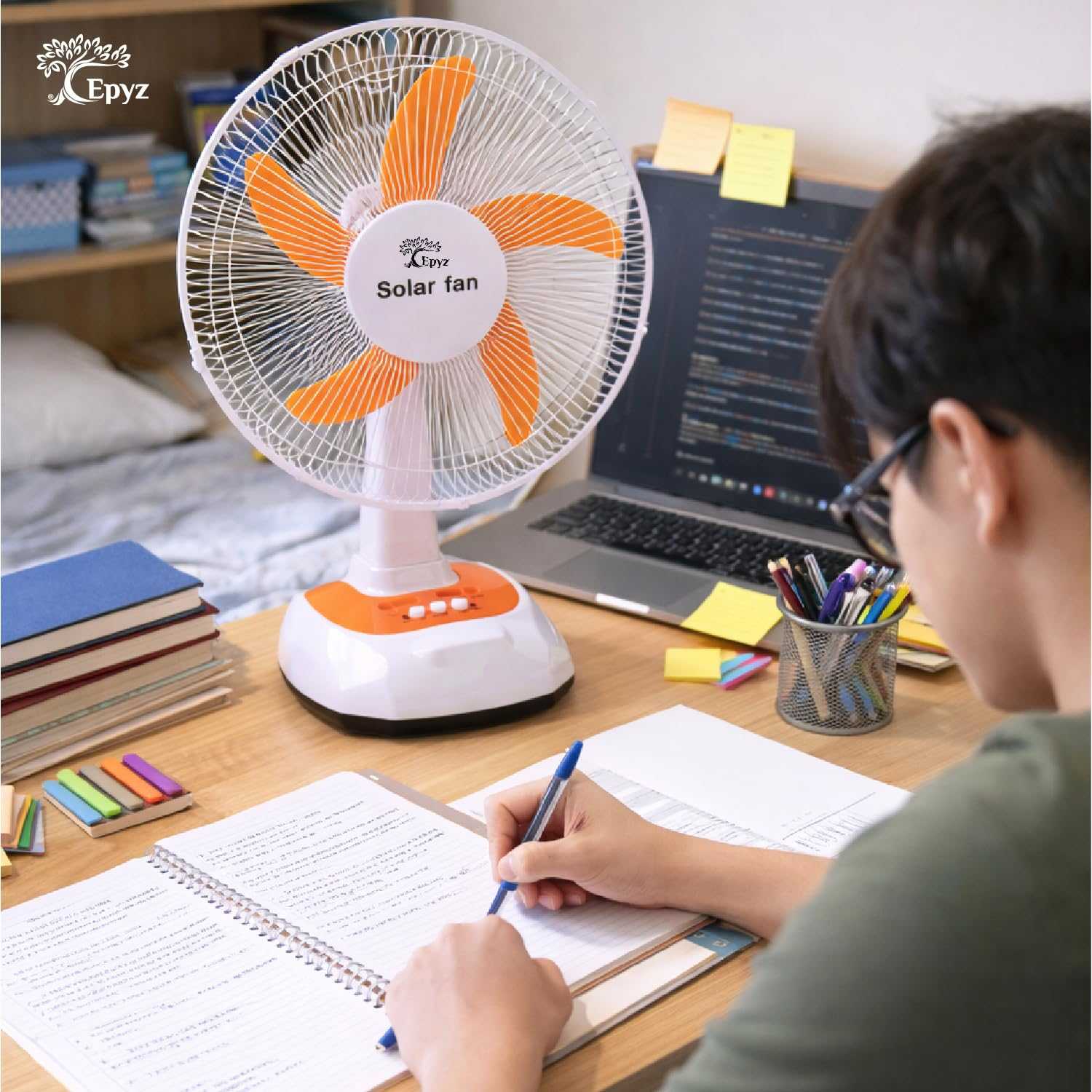 SOLAR POWERED RECHARGEABLE FAN 16 INCH ( TABLE FAN )