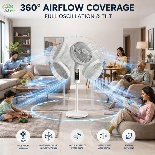 SOLAR POWERED AIR CIRCULATOR FAN WITH 360° ADJUSTABLE TABLE & PEDESTAL FAN