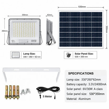300 WATT SOLAR FLOOD LIGHT WITH ALUMINIUM BODY