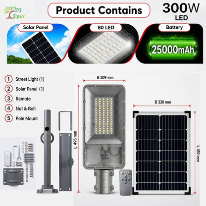300 WATT SEMI-INTEGRATED SOLAR STREET LIGHT WITH ALUMINIUM BODY (128 LED )