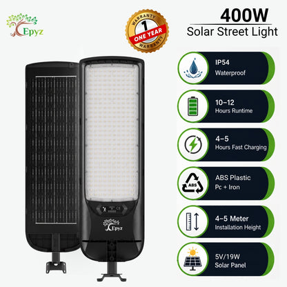 400 WATT SOLAR STREET LIGHT WITH OPTICAL LENS & (280 LED)