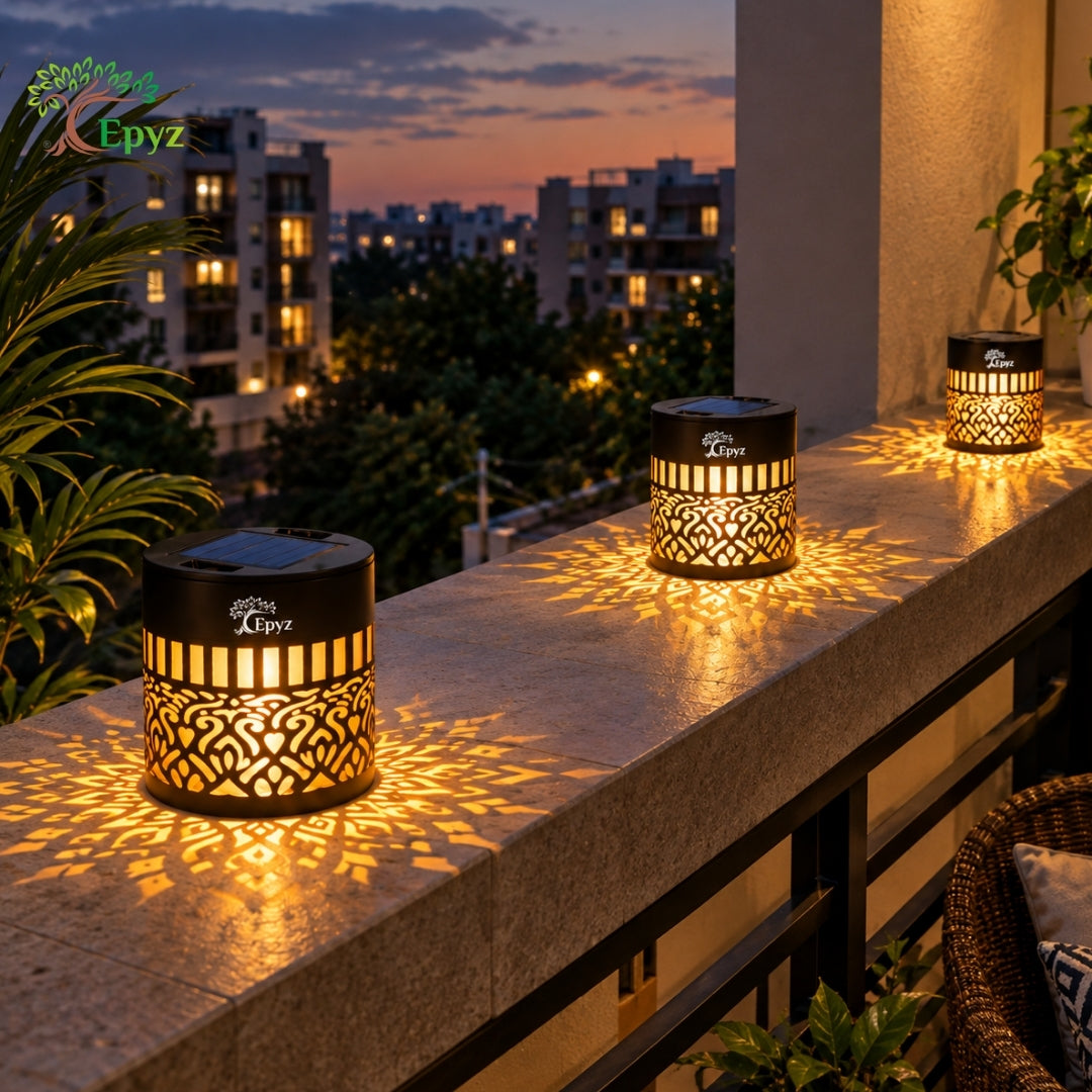 SOLAR MANDALA FENCE LIGHT OUTDOOR USE, WARM YELLOW