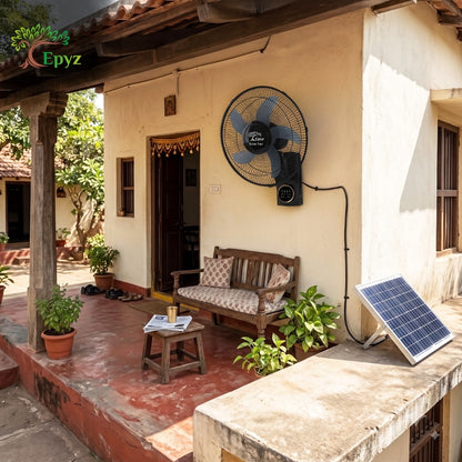 SOLAR PORTABLE & ADJUSTABLE BLACK WALL FAN - FS298