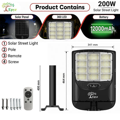 200 WATT SOLAR STREET LIGHT WITH (360 LEDS)