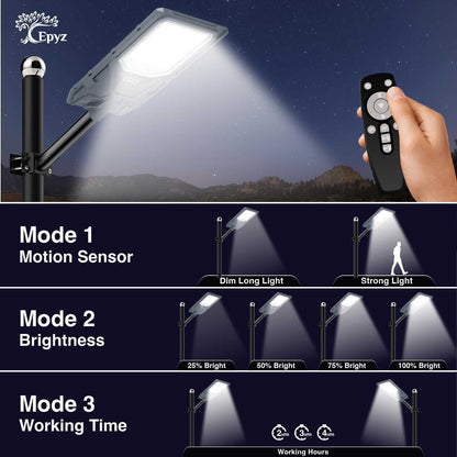 100W SOLAR STREET LIGHT WITH MOTION SENSOR