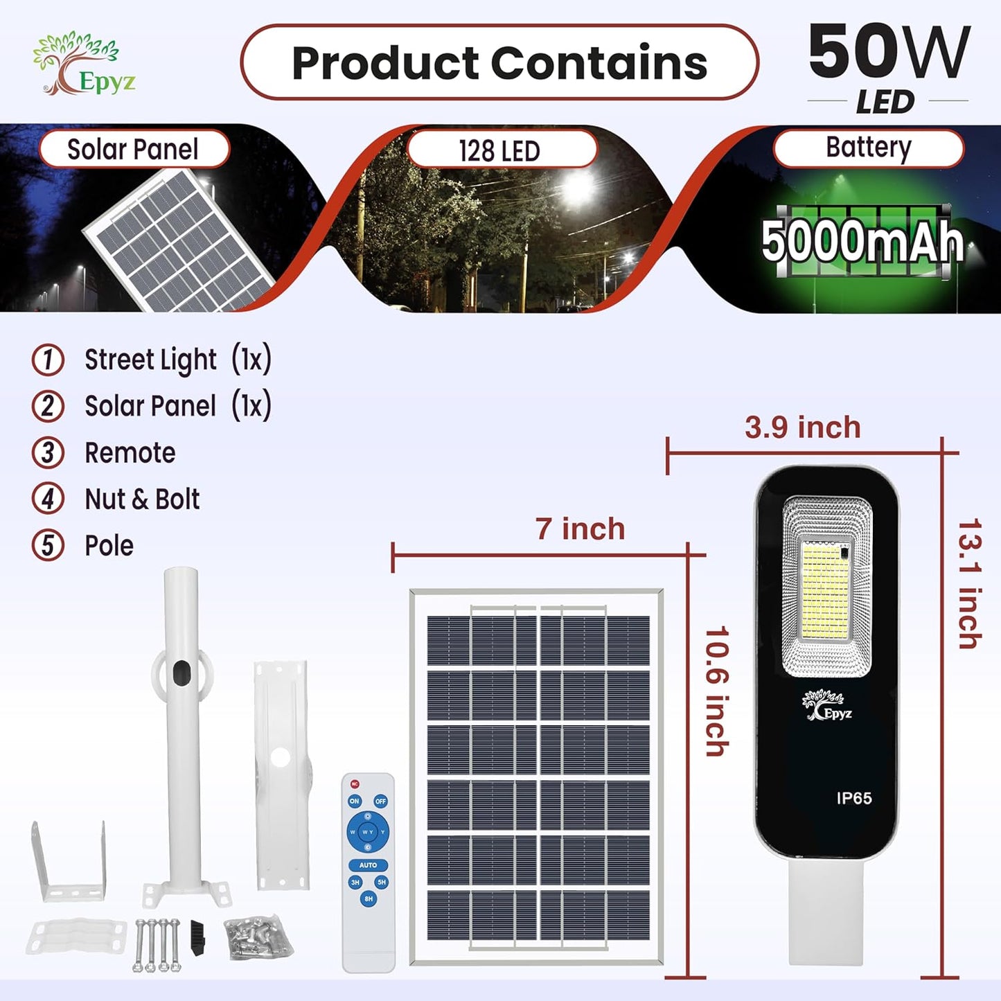 50 WATT SEMI-INTEGRATED SOLAR STREET LIGHT ALUMINIUM BODY