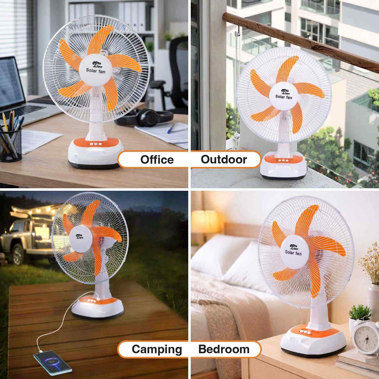 SOLAR POWERED RECHARGEABLE FAN 16 INCH ( TABLE FAN )